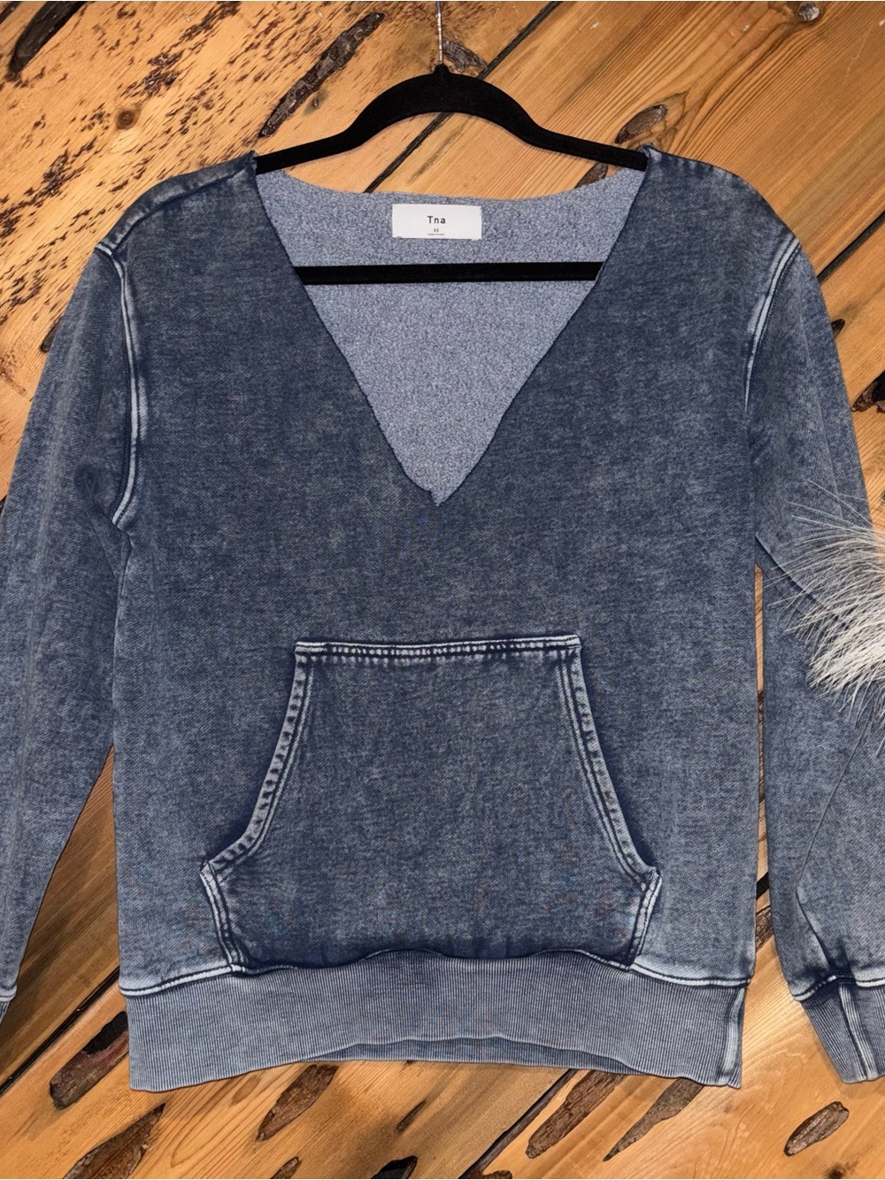 TNA Aritzia Faded Blue V-Neck Pullover Sweatshirt